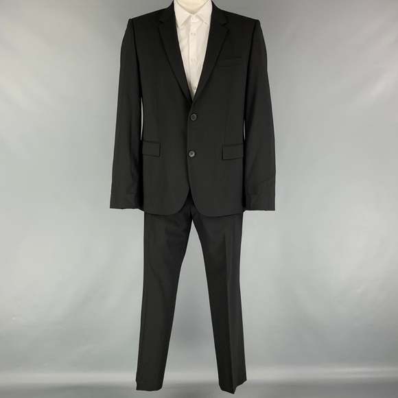 HUGO by HUGO BOSS Size 44 Black Virgin Wool Notch Lapel Suit - Picture 2 of 10